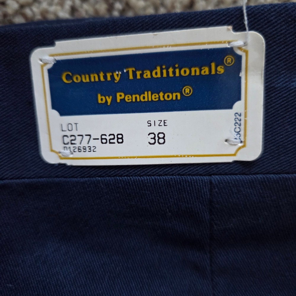 Pendleton Country Traditionals Mens Navy Blue Pleated Cotton Chinos Pants 38 NEW - Picture 5 of 8